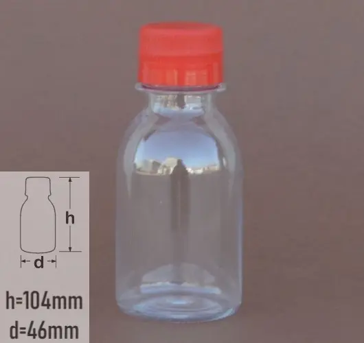 sticla PET 100ml cu capac cu autosigilare rosu